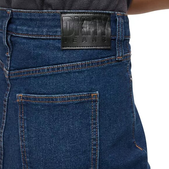 DKNY Jean Skirt Dark Wash Mid Length Denim Skirt Comfort Stretch Sz 10 NWT - Picture 4 of 8